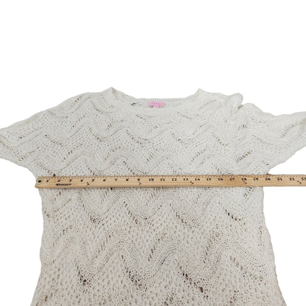 Lilly Pulitzer White Open Knit Ofd Shoulder Sweater Medium Large - Picture 9 of 11